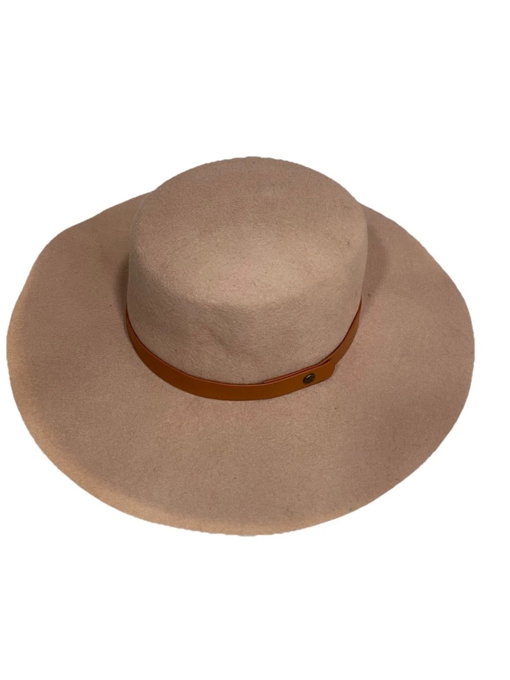 NWT Lucky Brand Wide Brim Wool Felt Hat in Taupe with Tan Brown Band